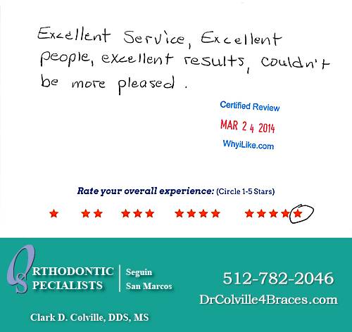 Orthodontic Specialists of San Marcos review by Chloe D. in San Marcos, TX on March 24, 2014