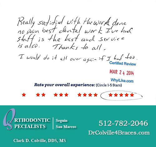 Orthodontic Specialists of San Marcos review by Alex G. in San Marcos, TX on March 24, 2014