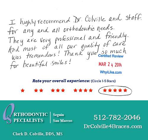 Orthodontic Specialists of San Marcos review by Jennifer H. in San Marcos, TX on March 24, 2014