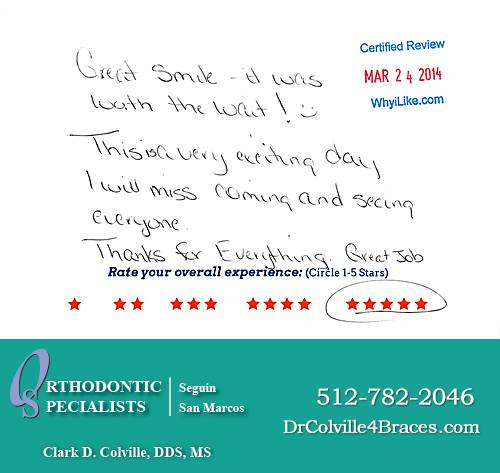 Orthodontic Specialists of San Marcos review by Tracey R. in San Marcos, TX on March 24, 2014