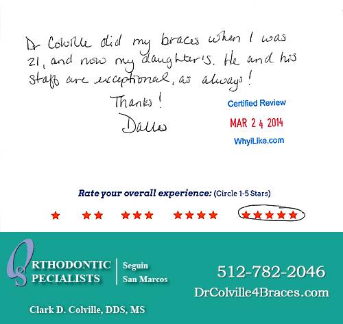 Orthodontic Specialists of San Marcos review by Dallas S. in San Marcos, TX on March 24, 2014