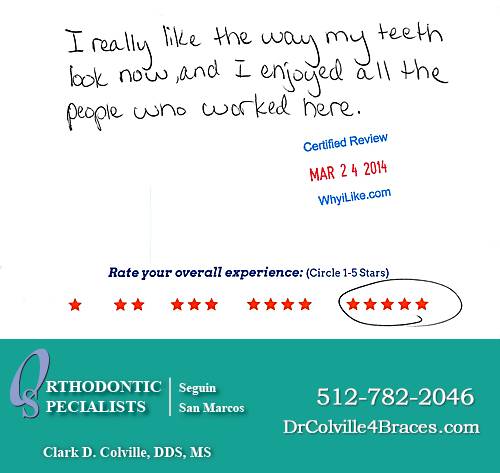 Orthodontic Specialists of San Marcos review by Karlye L. in San Marcos, TX on March 24, 2014