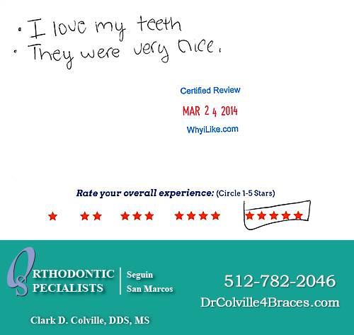 Orthodontic Specialists of San Marcos review by Makenzie J. in San Marcos, TX on March 24, 2014