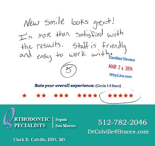 Orthodontic Specialists of San Marcos review by Sam K. in San Marcos, TX on March 24, 2014