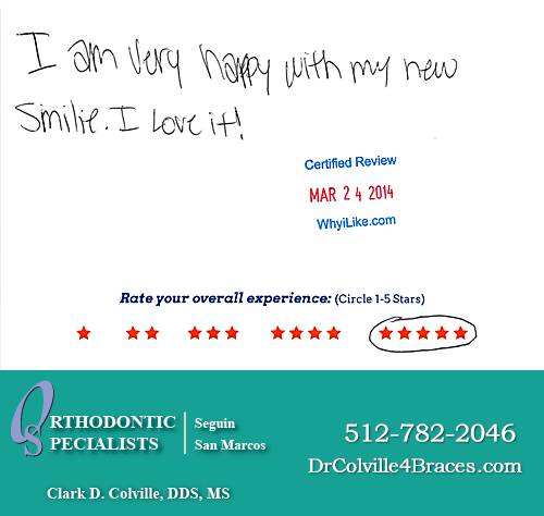 Orthodontic Specialists of San Marcos review by Hailey V. in San Marcos, TX on March 24, 2014