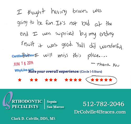 Orthodontic Specialists of San Marcos review by Noah K. in San Marcos, TX on June 16, 2014