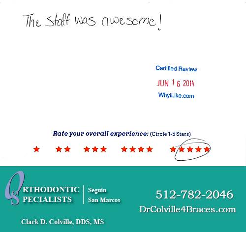 Orthodontic Specialists of San Marcos review by Lauren J. in San Marcos, TX on June 16, 2014