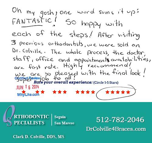 Orthodontic Specialists of San Marcos review by Brian K. in San Marcos, TX on June 16, 2014