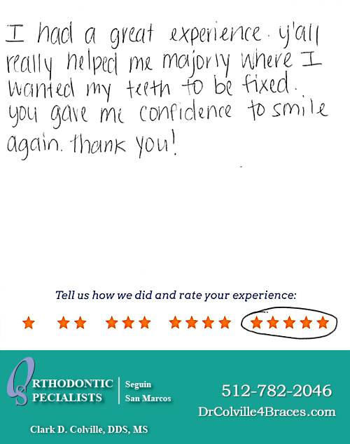 Orthodontic Specialists of San Marcos review by Chelsea B. in San Marcos, TX on November 18, 2014