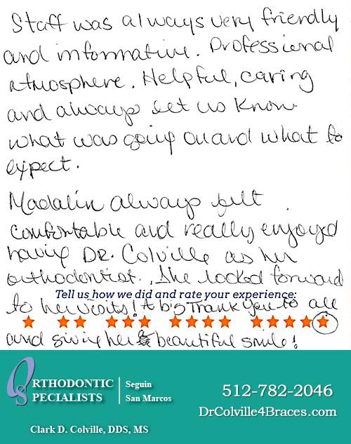 Orthodontic Specialists of San Marcos review by Lisa E. in San Marcos, TX on February 17, 2015