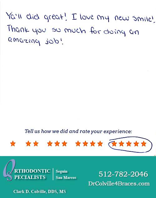 Orthodontic Specialists of San Marcos review by Hailey S. in San Marcos, TX on March 05, 2015