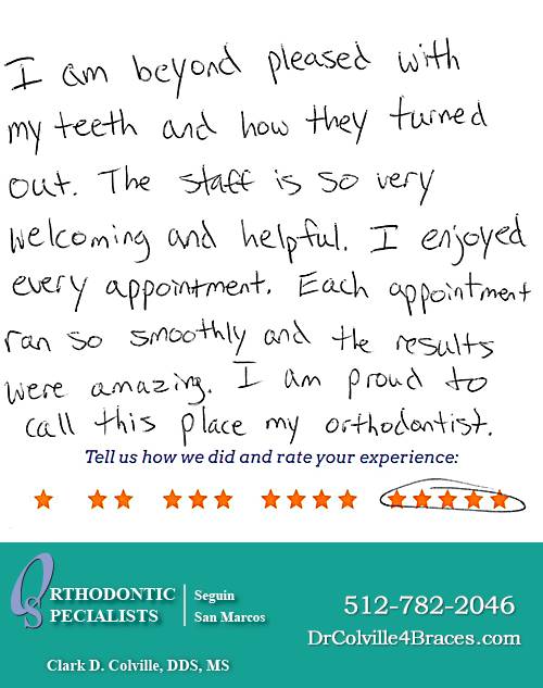 Orthodontic Specialists of San Marcos review by Riley S. in San Marcos, TX on November 12, 2015