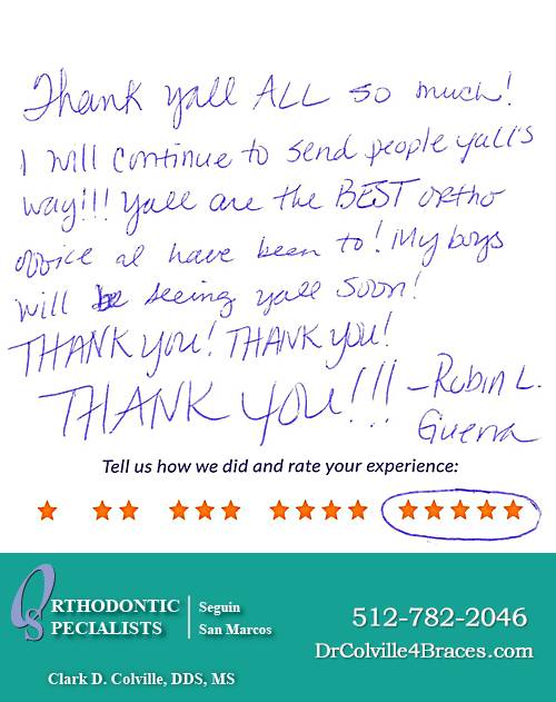 Orthodontic Specialists of San Marcos review by Robin G. in San Marcos, TX on November 10, 2017