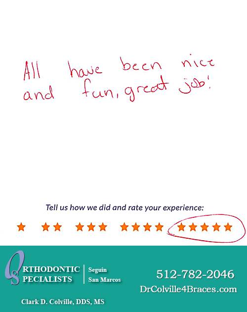 Orthodontic Specialists of San Marcos review by Esebio M. in San Marcos, TX on November 10, 2017