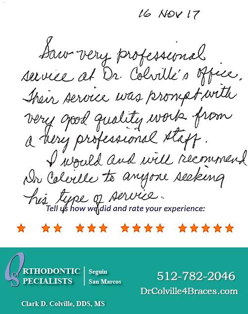 Orthodontic Specialists of San Marcos review by Xavier S. in San Marcos, TX on November 30, 2017