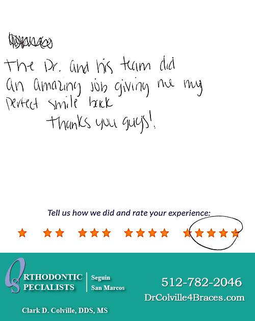 Orthodontic Specialists of San Marcos review by Cynthia C. in San Marcos, TX on November 30, 2017