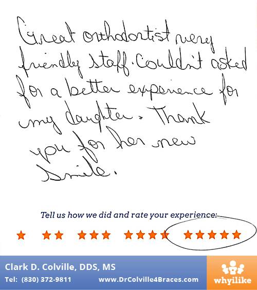 Orthodontic Specialists of Seguin review by Carol M. in Seguin, TX on January 06, 2015