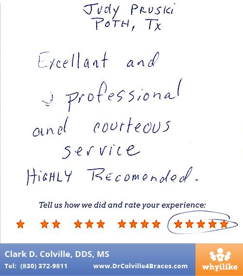 Orthodontic Specialists of Seguin review by Judy P. in Seguin, TX on January 20, 2015