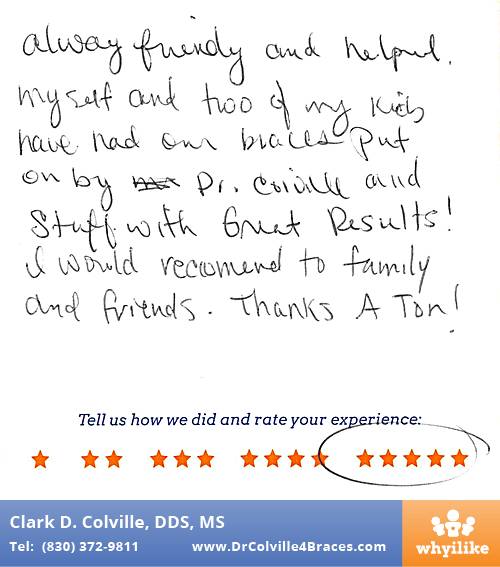Orthodontic Specialists of Seguin review by Lee E. in Seguin, TX on July 06, 2015