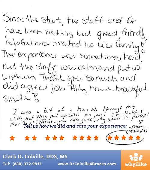 Orthodontic Specialists of Seguin review by Abigail W. in Seguin, TX on October 07, 2015