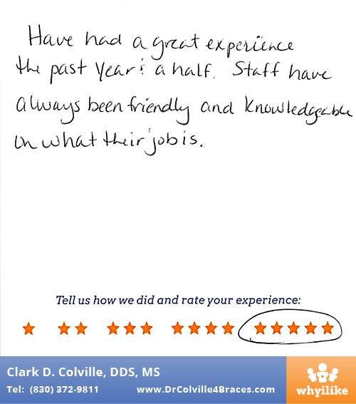 Orthodontic Specialists of Seguin review by Tina P. in Seguin, TX on November 12, 2015